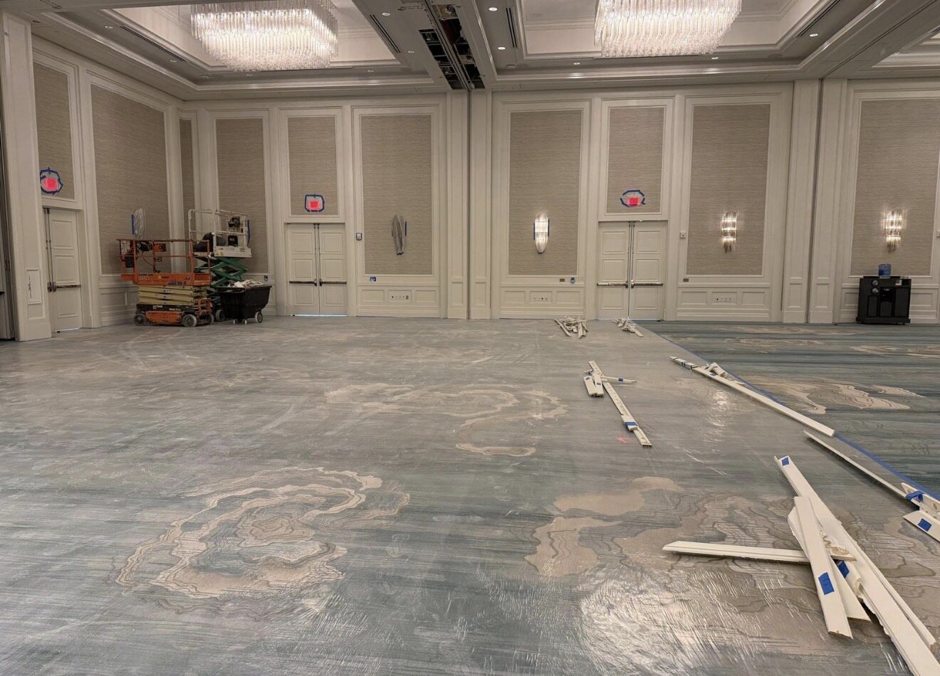 Hotel ballroom renovation in progress